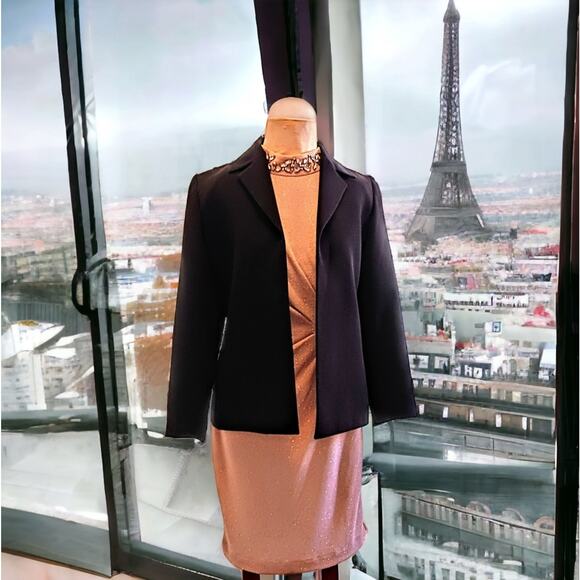 YVES SAINT LAURENT Jacket Womens Sz 42 RWool BLACK Office Blazer Structured Open - Picture 3 of 12
